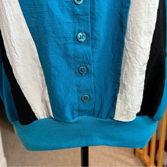 Vintage Cortiva Colorblock Bowling Top Teal Blue Size Medium - Picture 4 of 10